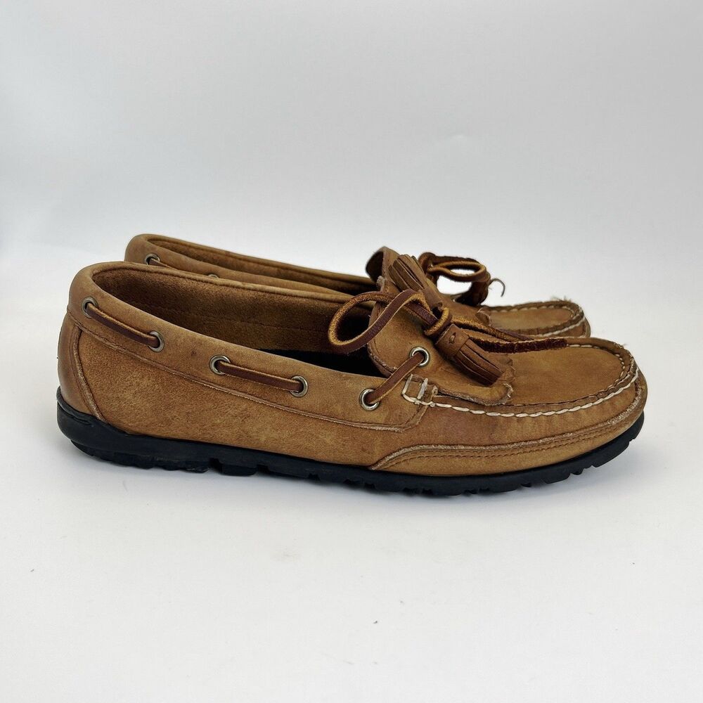 POLO RALPH LAUREN Kiltie Moccasin Loafers Mens Sz 8 D Brown Leather Dress Shoes